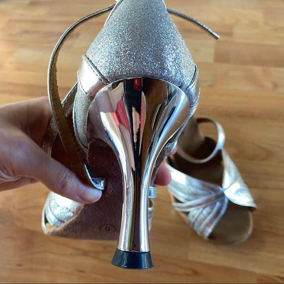 Silver Metallic & Sparkle Ballroom Heels - Picture 3 of 9